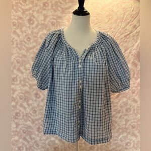 GAP x DOEN Blue Checkered Blouse